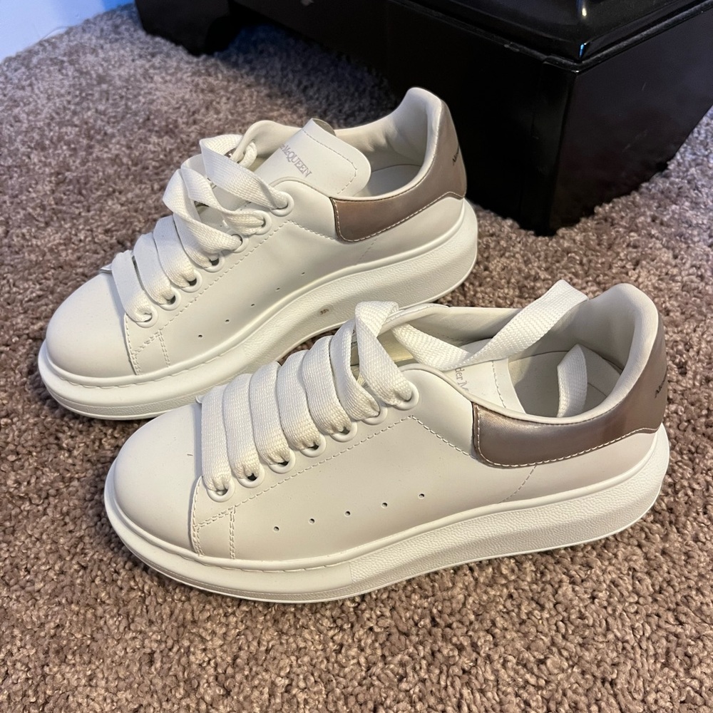 White and Brown Sneakers
